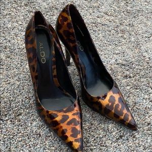Aldo patent leather animal print heels size 7